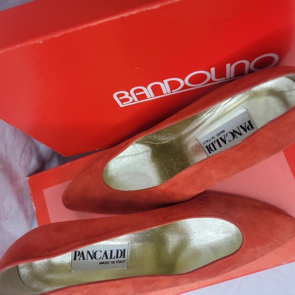 VNTG 80s Pancaldi Red Suede Kitty Heel Pumps size 6.5 - Picture 6 of 6